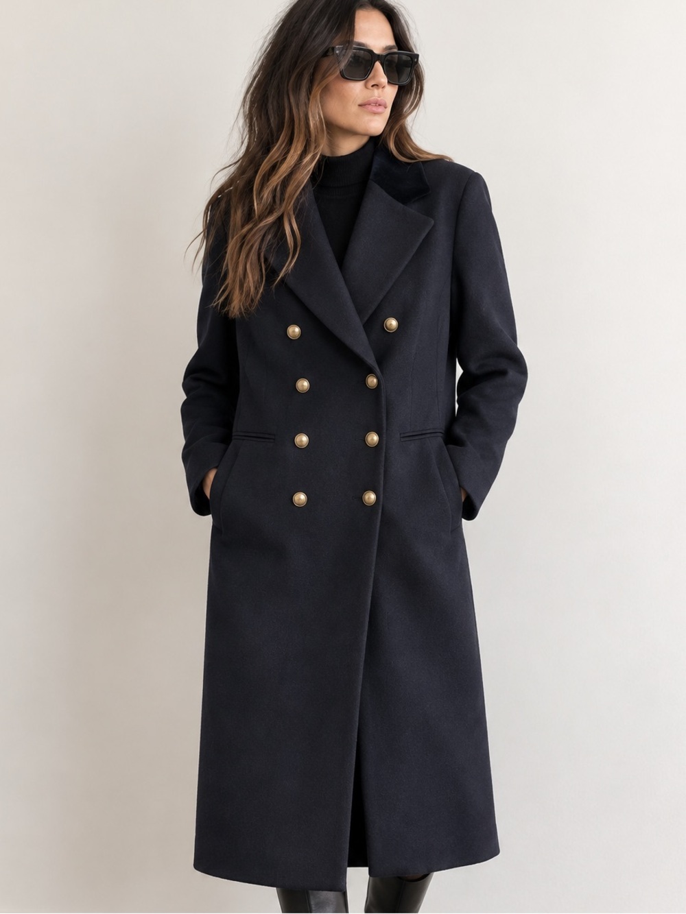 SANDRO Offy Double Breasted Long Coat
